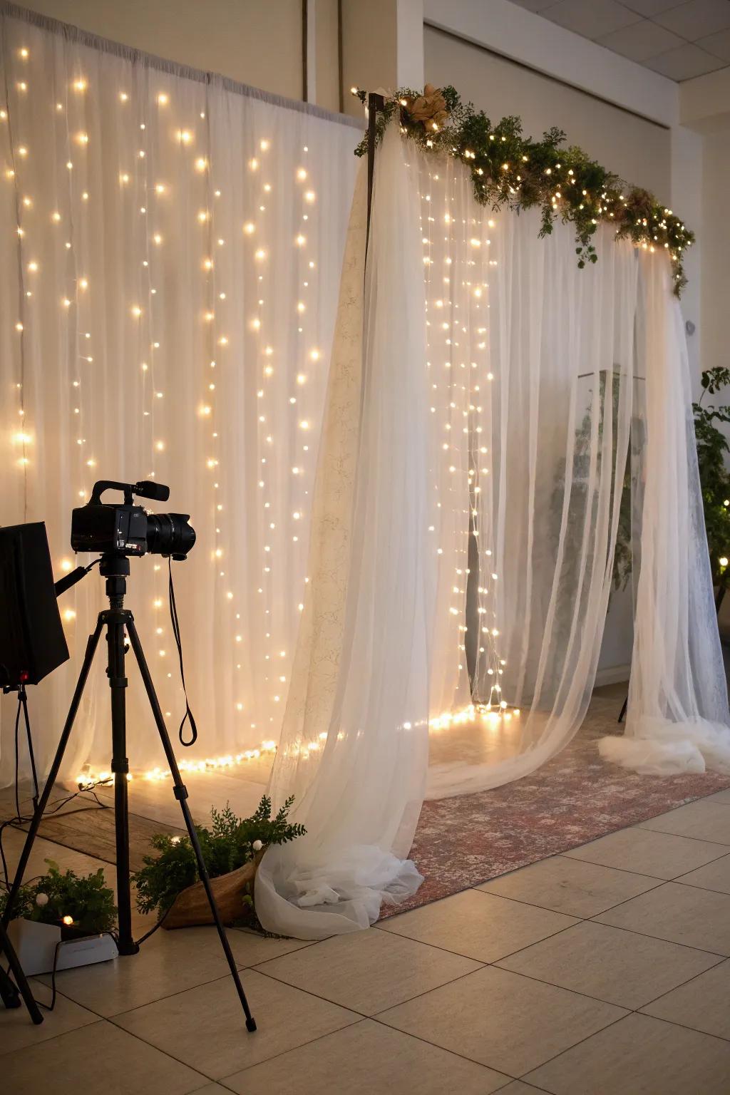 Establish the ambiance using a captivating netting background.