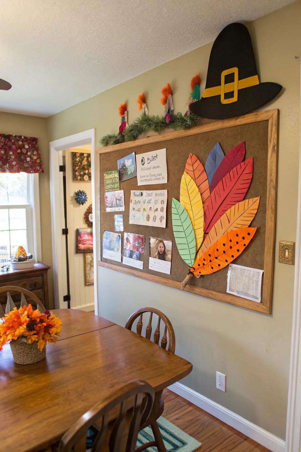An interactive turkey display geared for Thanksgiving participation.