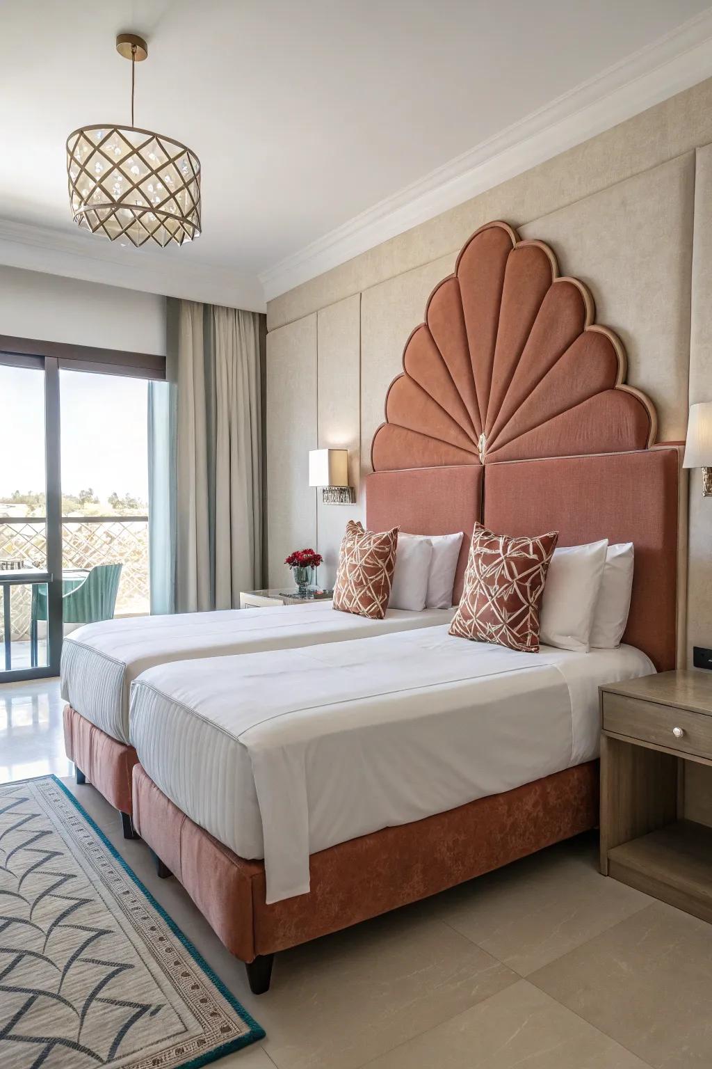 An impressive headboard can turn a twin bed into the focal point of a room.