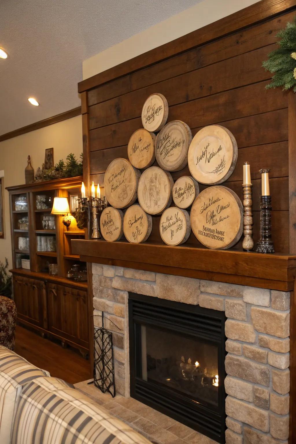 Unaltered timber circles turned into a creative masterpiece.
