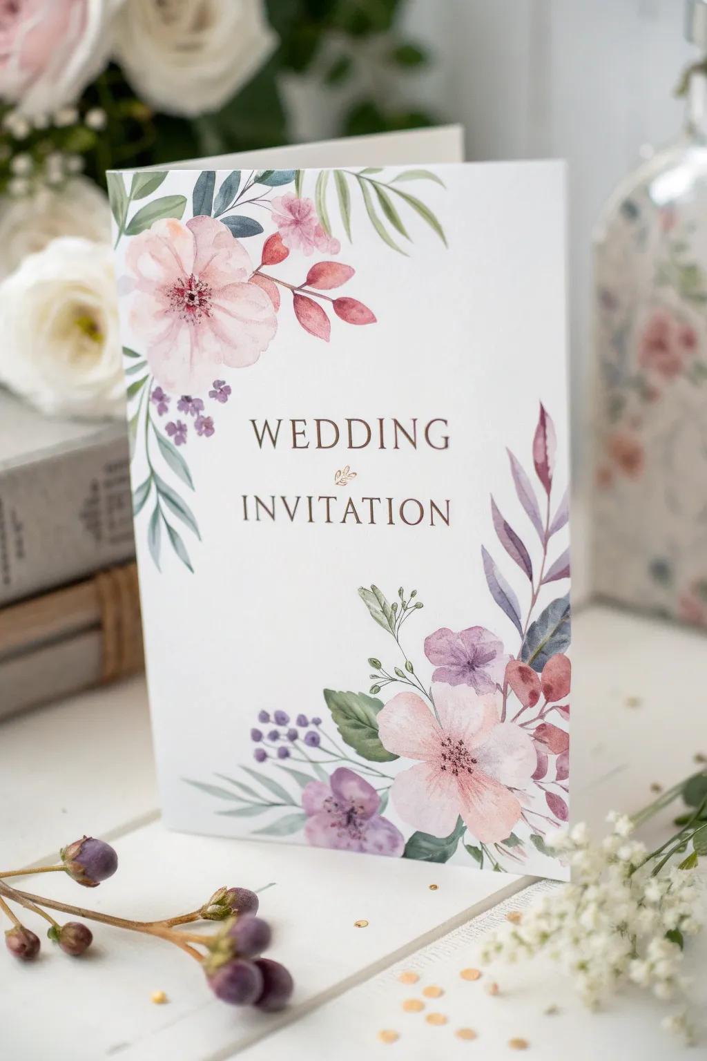 Floral designs infuse wedding invitations with nature's charm.