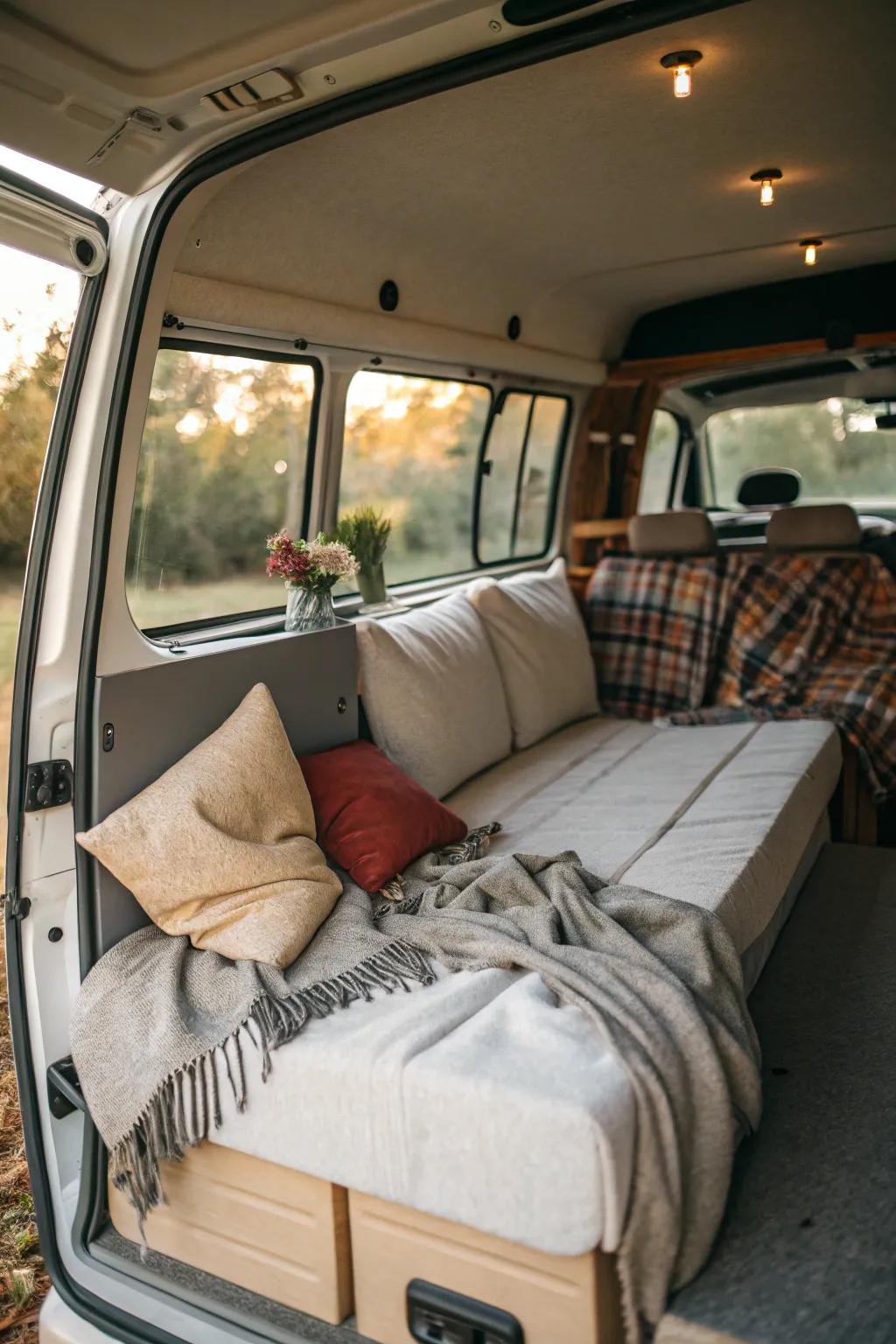 Multi-functional furniture boosts both space and function in a van.