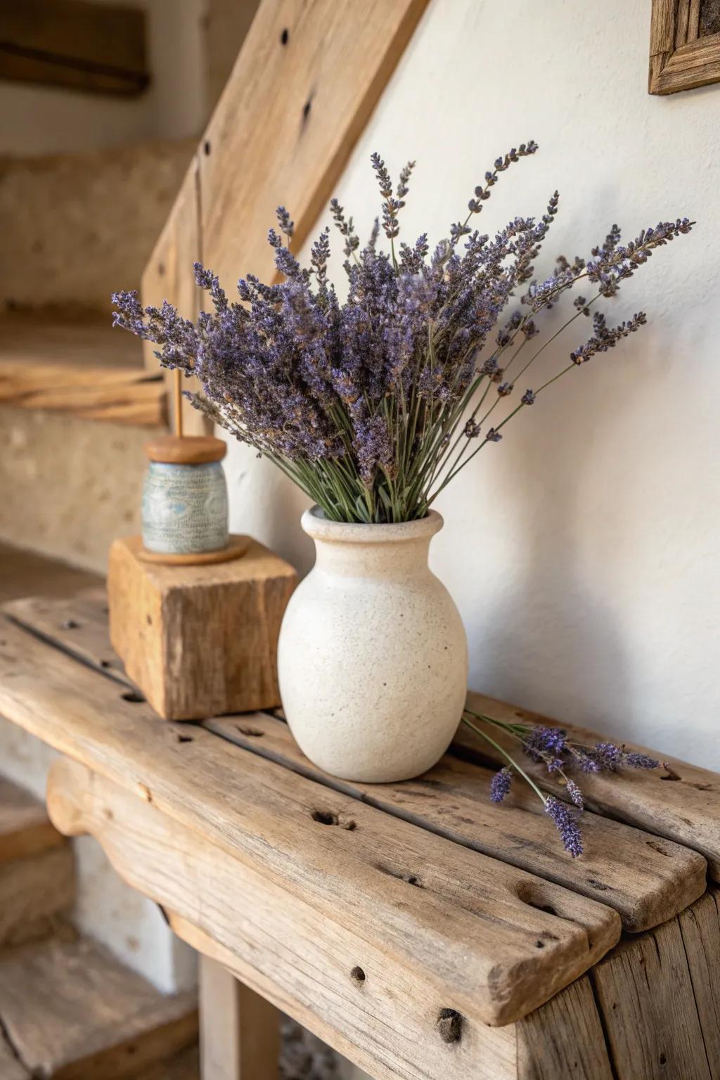 Imbue your space with countryside panache through dehydrated lavender.