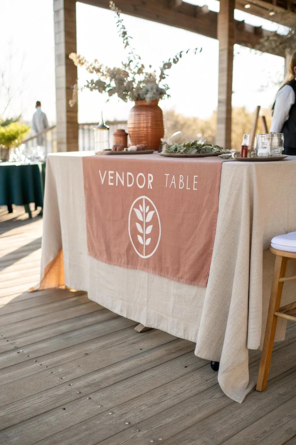 Allow your brand's personality to shine via a bespoke tablecloth that articulates your business's unique character. #BrandVisibility