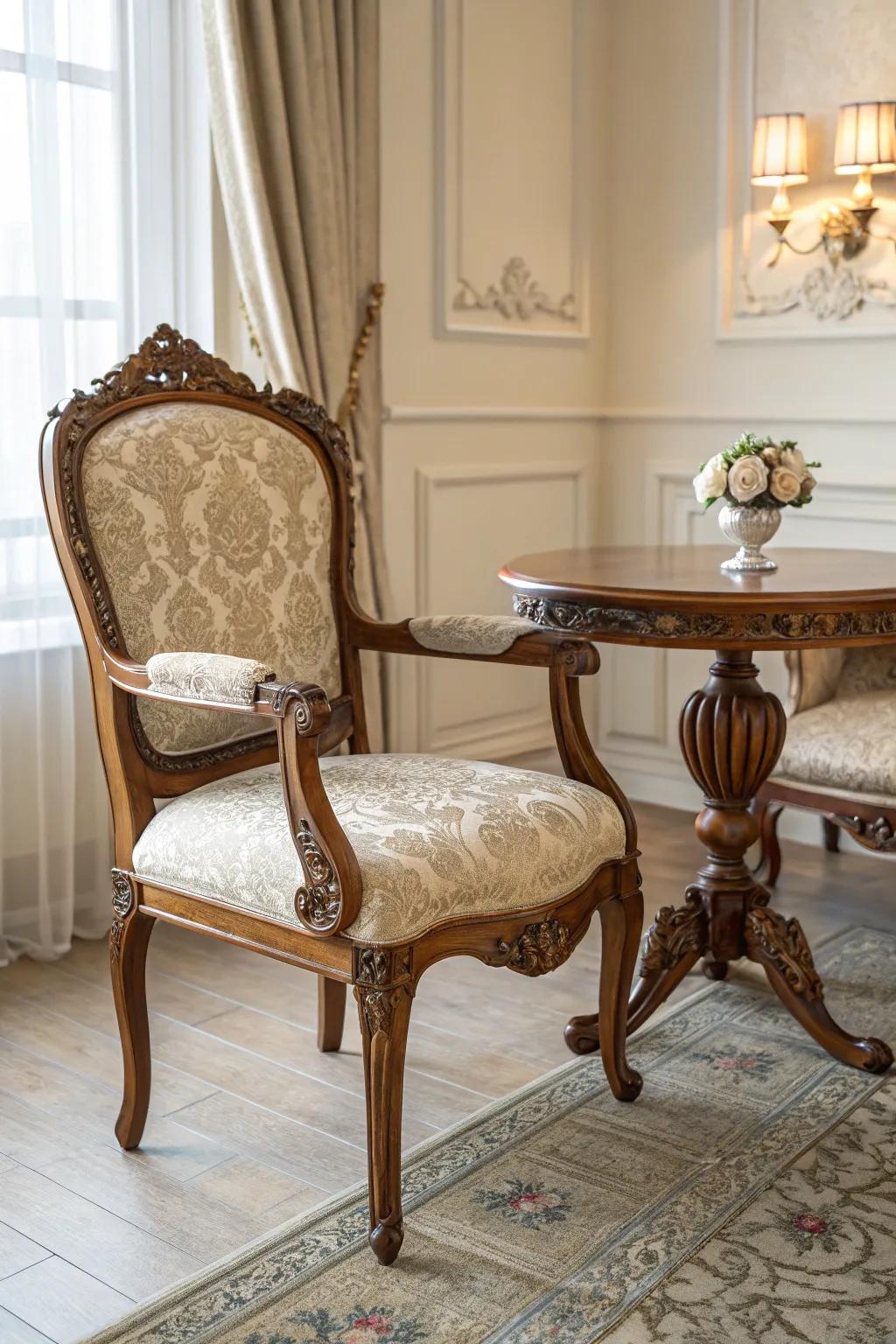 Charming antique furniture adds a sense of Venetian history.