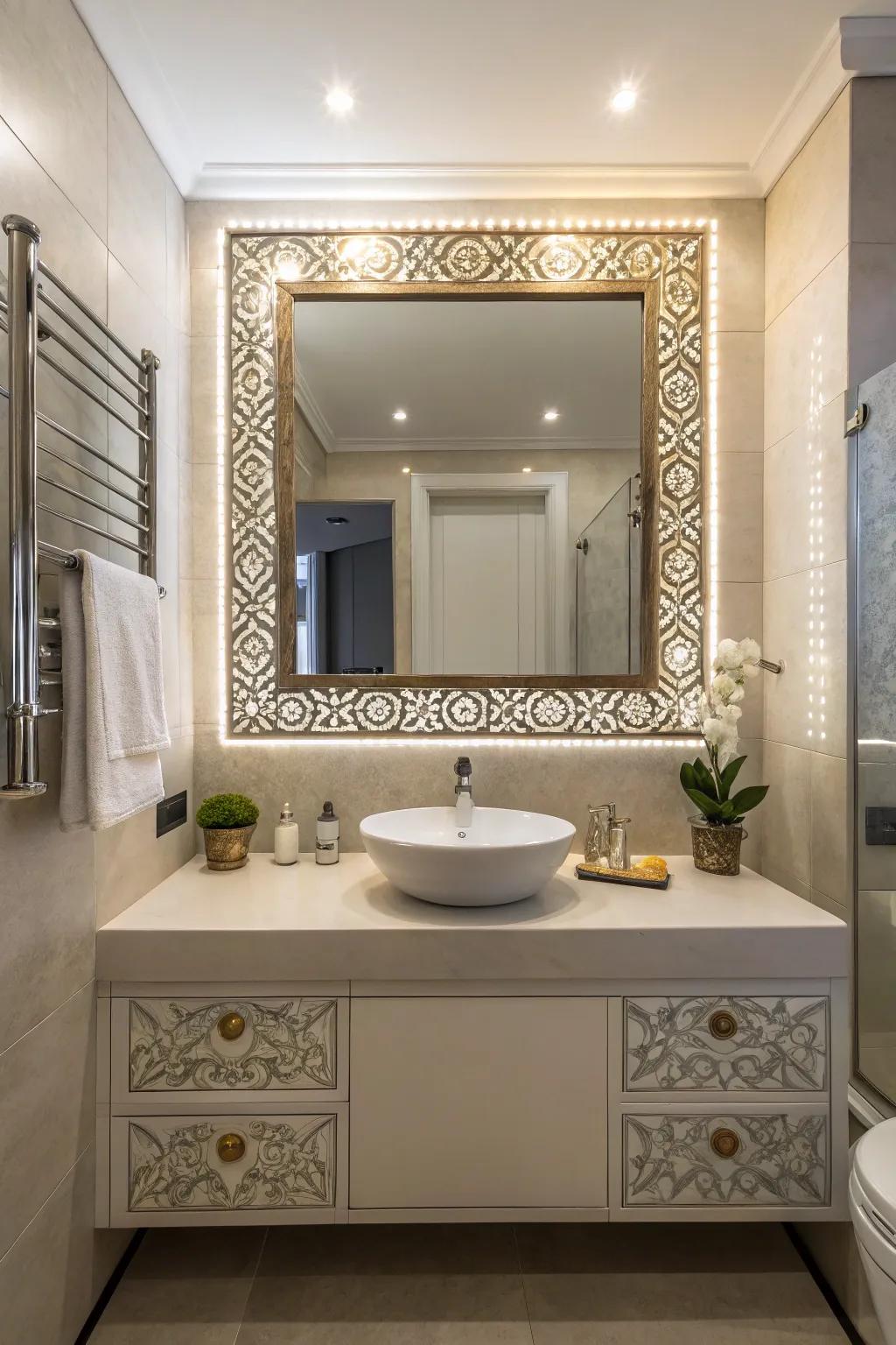 A statement reflector improves the space and adds personality.