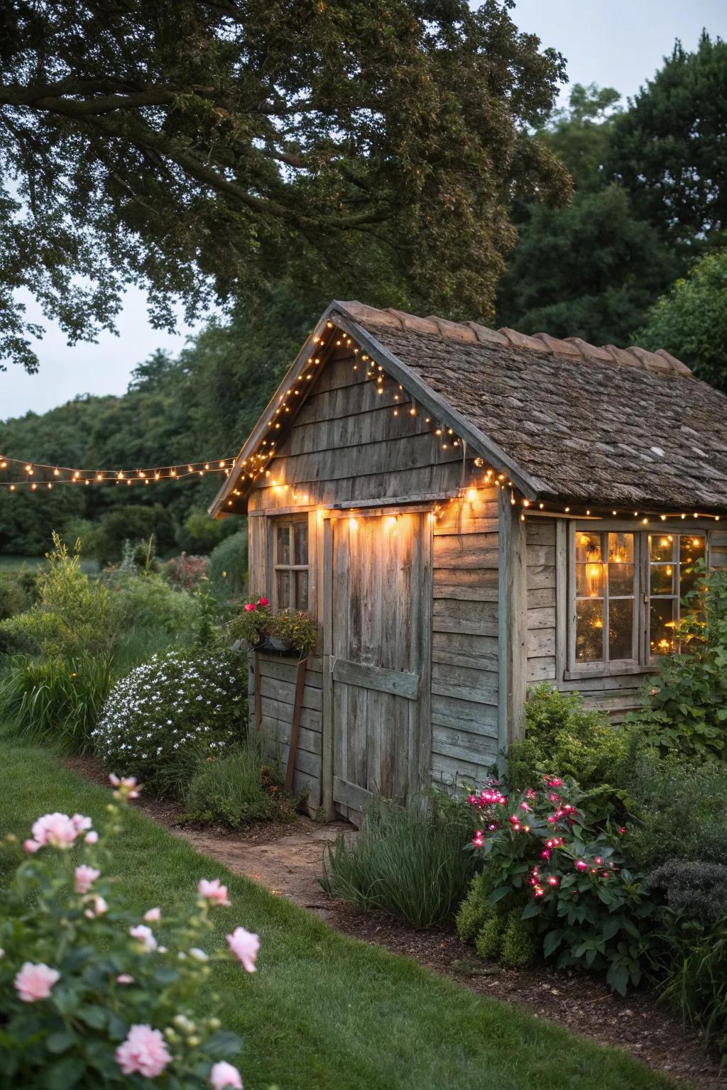 Cultivate a snug ambiance with a country garden shed.