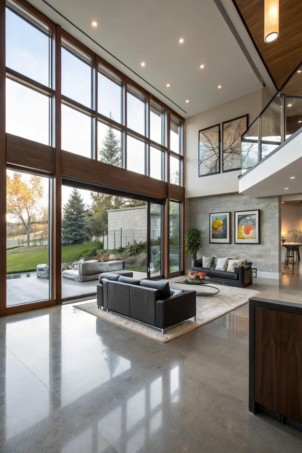 A spacious open layout showcasing a smooth flow between indoors and outdoors.