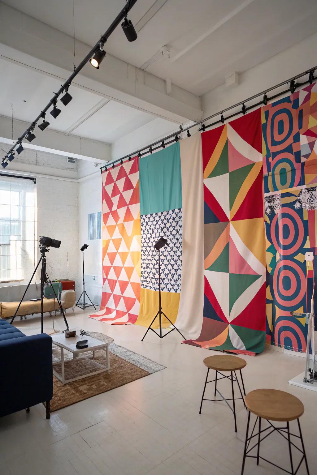 Textile walls provide texture and color, making setup simple.