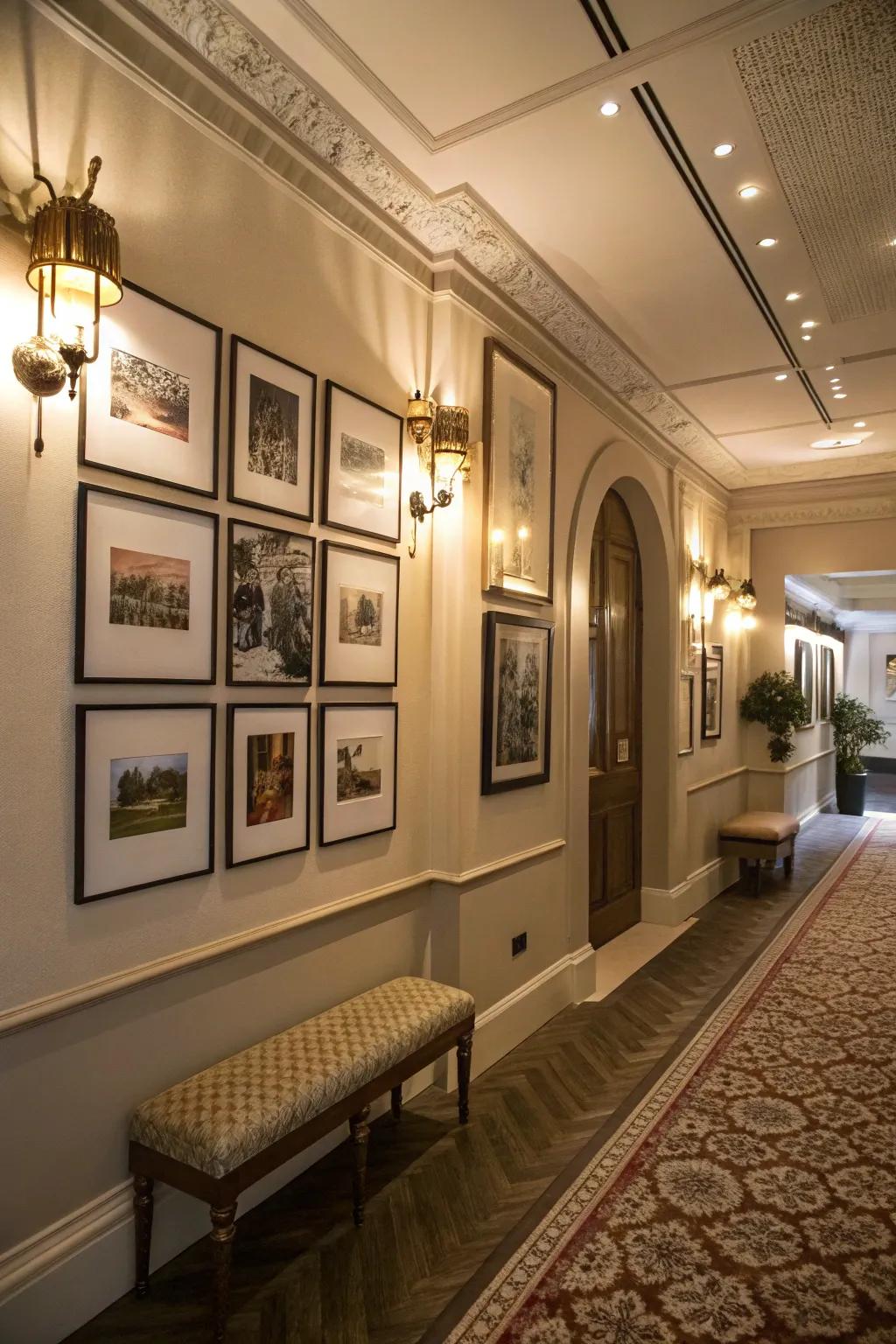 A gallery wall personalizes your area uniquely.