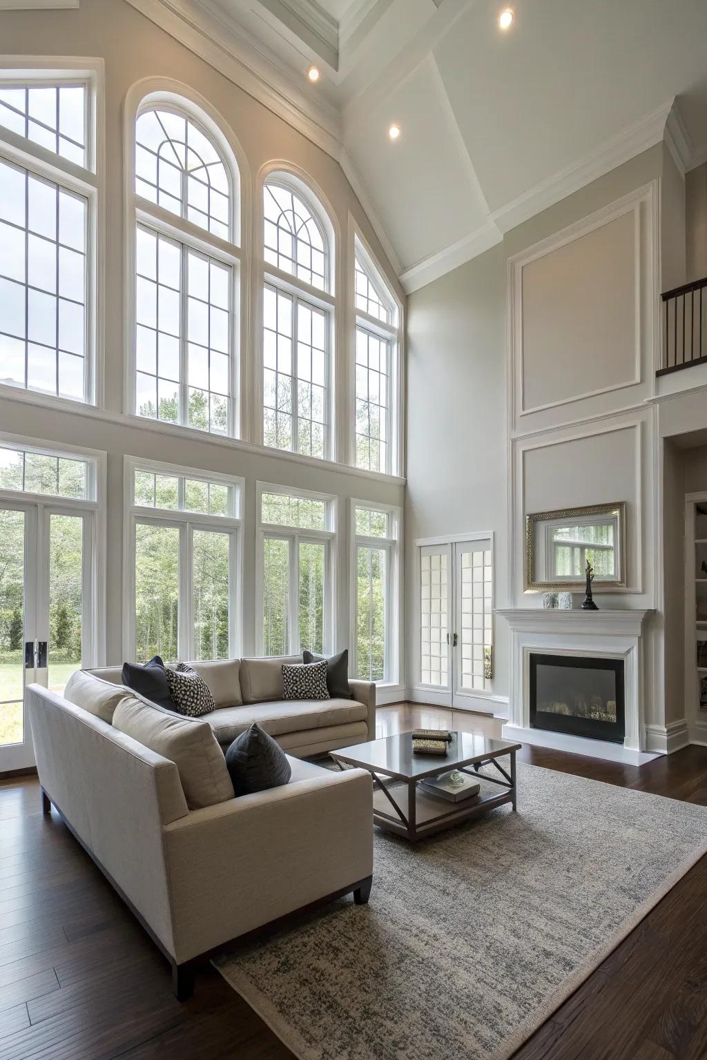 Tall baseboards ground the space and elevate its design.