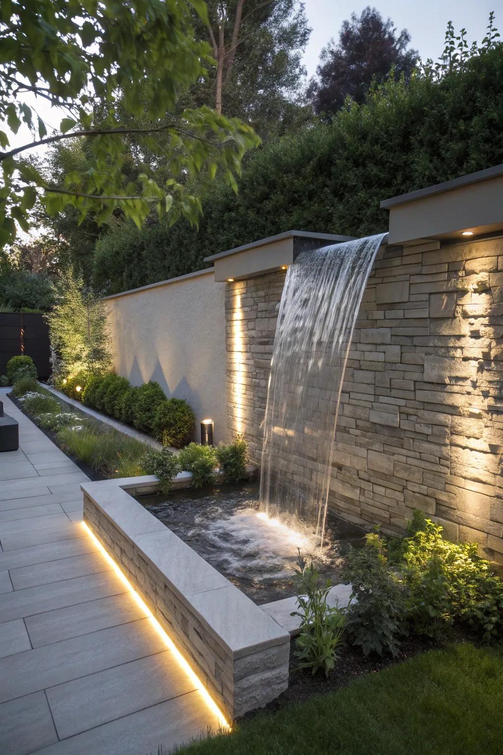 Wall-mounted waterfalls inject a modern vibe into any environment.