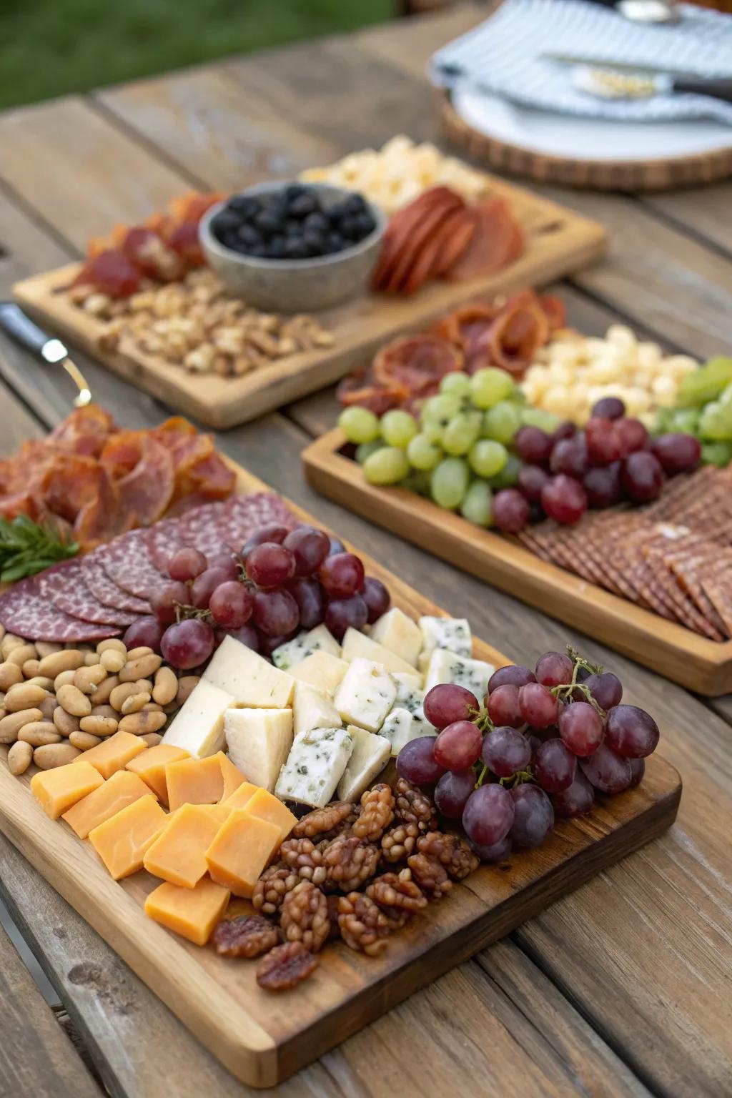 Personalized charcuterie boards curated to enchant wedding attendees.