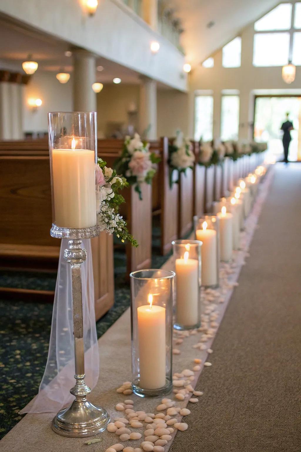 Craft a stunning aisle with the gentle glow of candles.