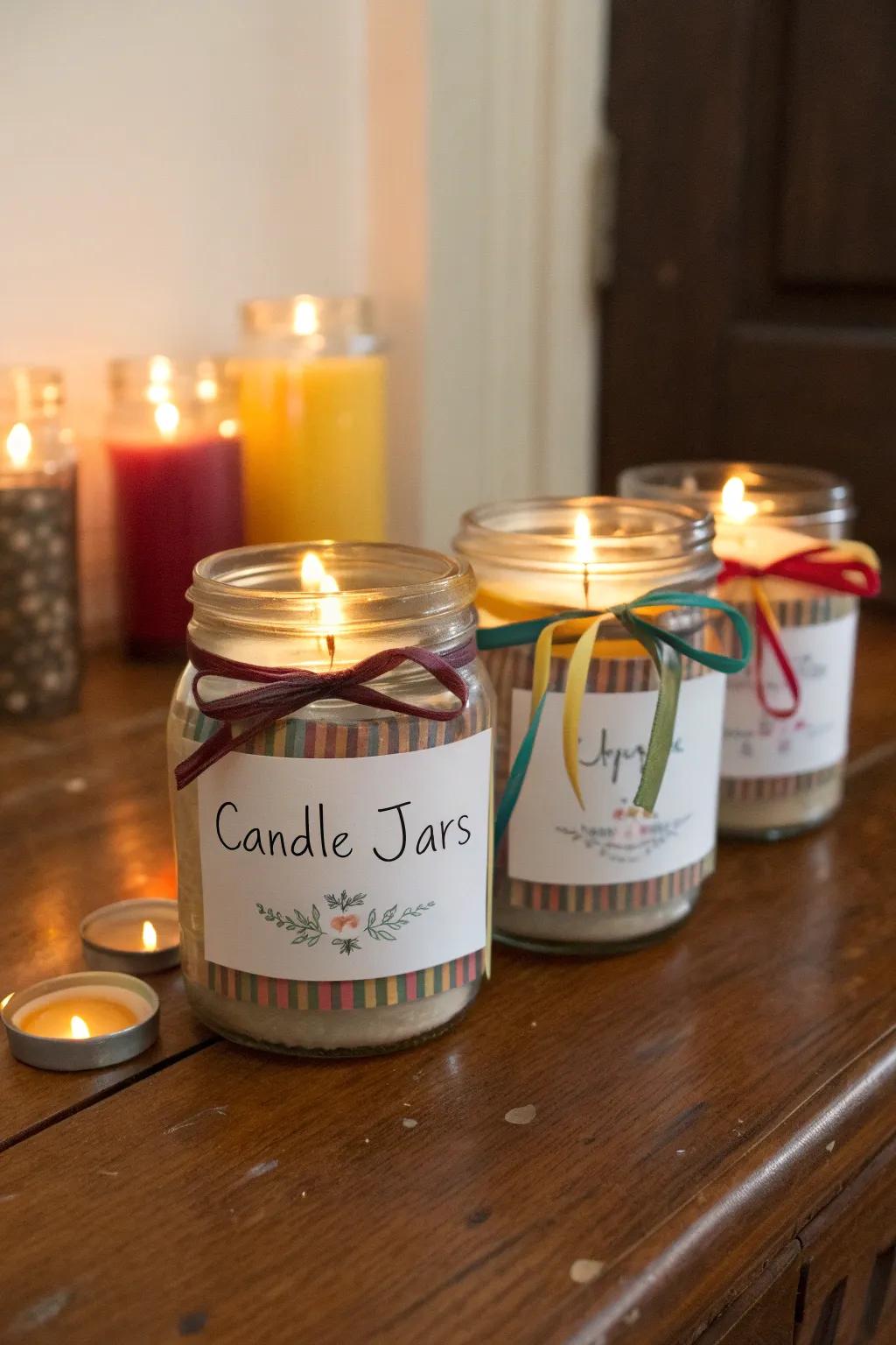 Handcrafted candle containers presenting a heartfelt, personalized touch