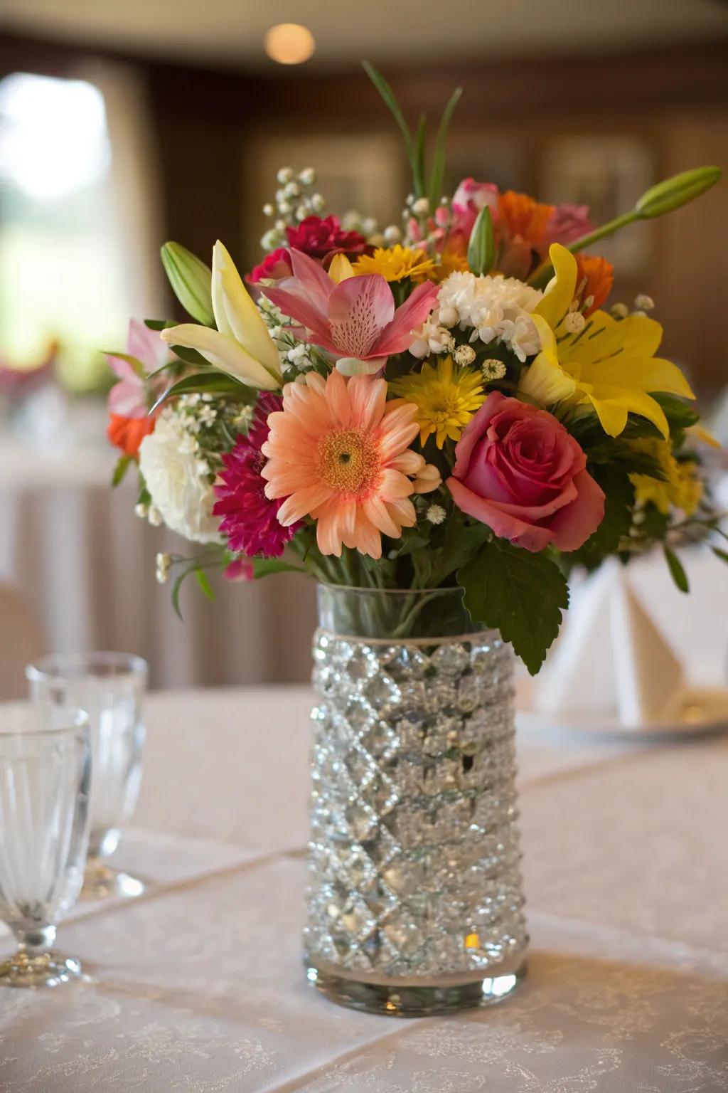A vibrant floral composition to greet someone at home.