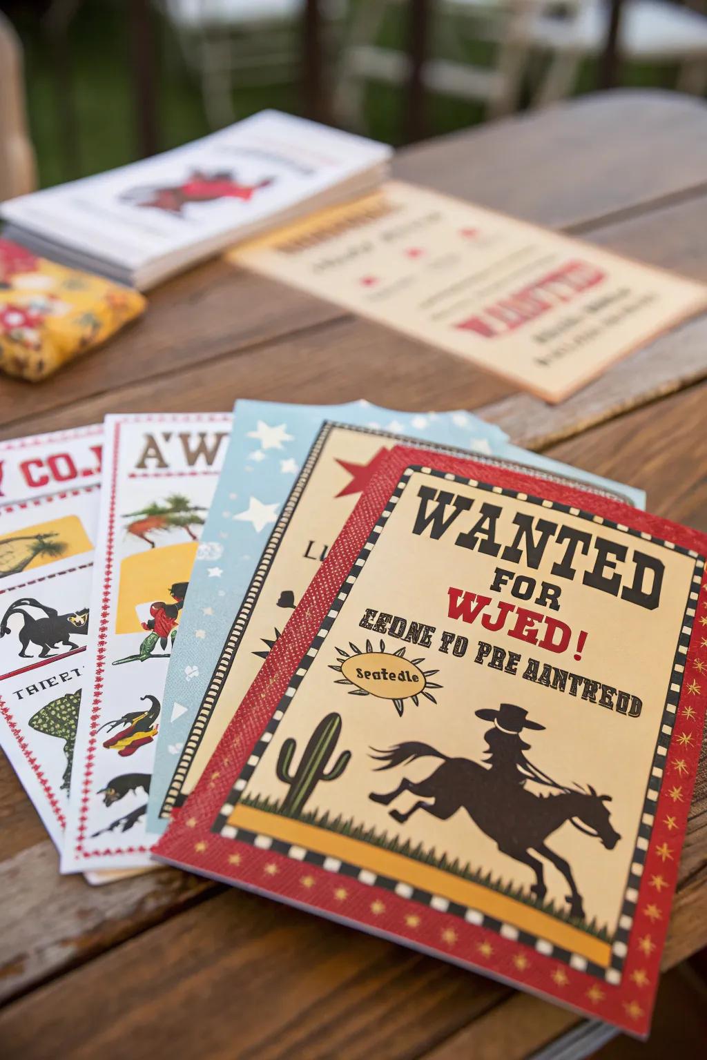 Outlaw notice invitations create the ideal Western mood.