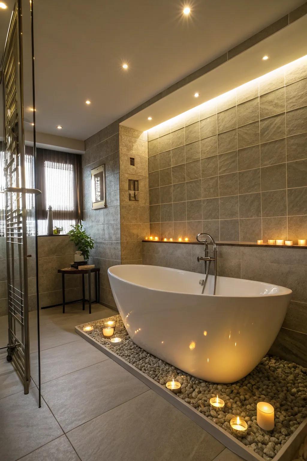 An attractive standalone bathtub that beckons you in.