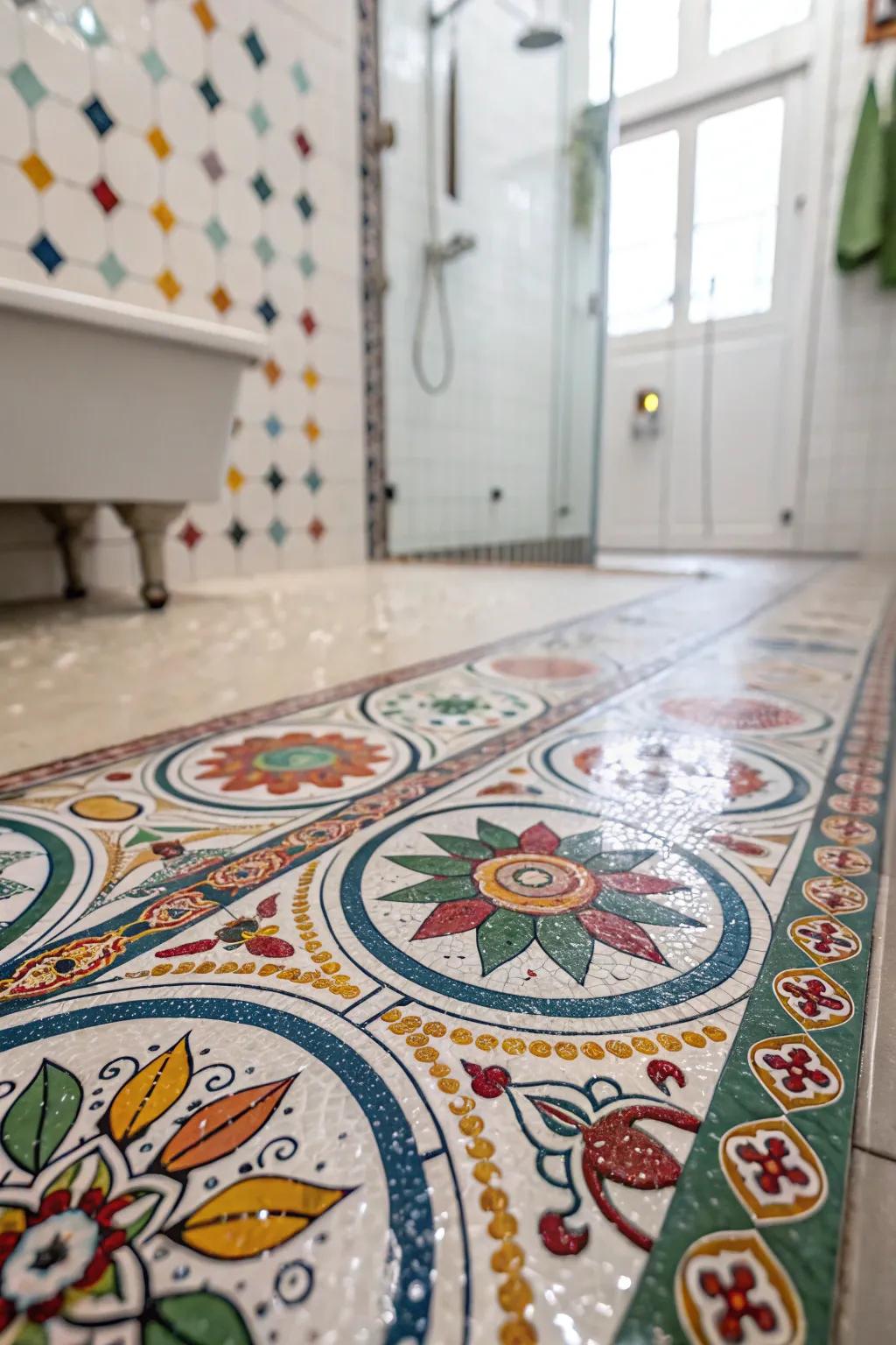Intricate tiles imbue vibrancy and ingenuity into your wet room.
