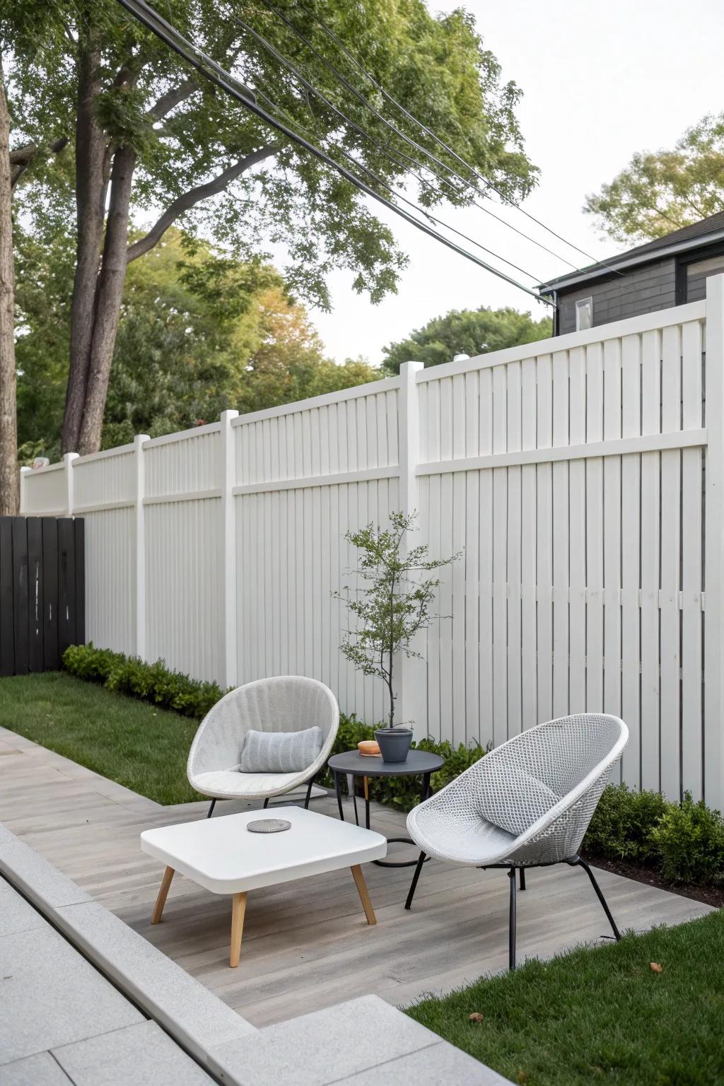 A vertical slat fence lends a modern feel to your outside area.