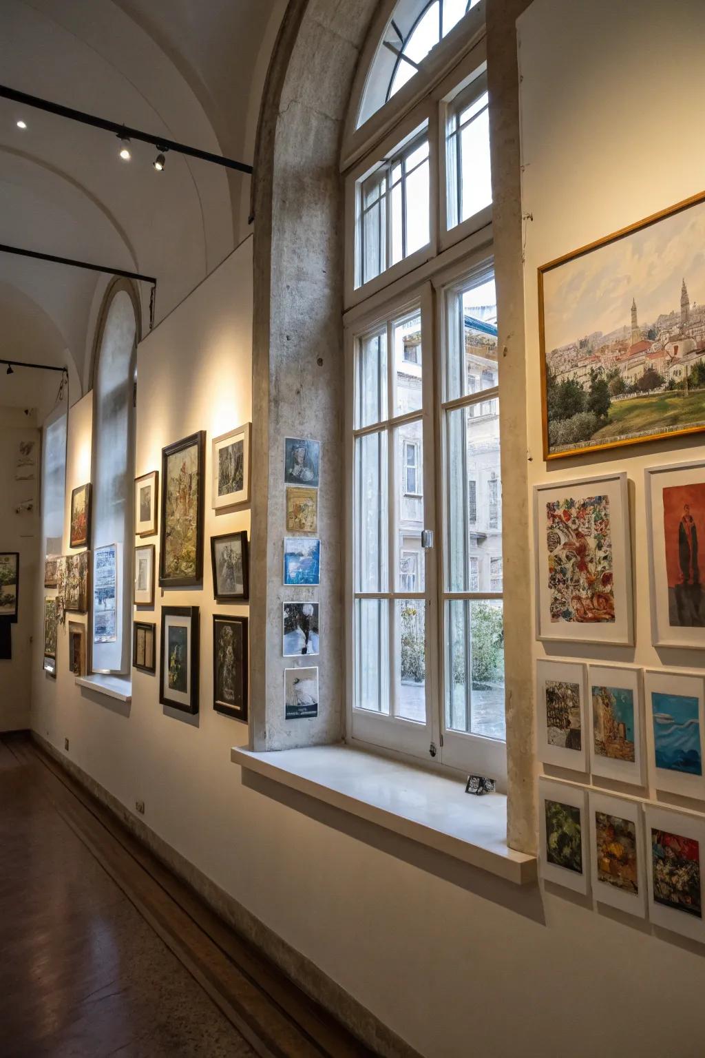 Showcase walls come alive with imaginatively arranged window frames.