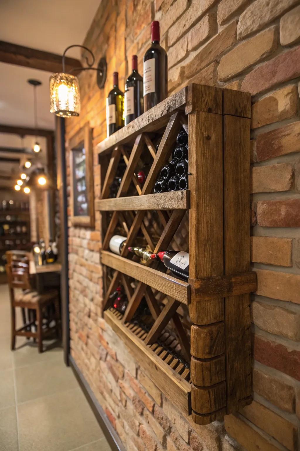 A country wood rack bringing an inviting essence to the area.