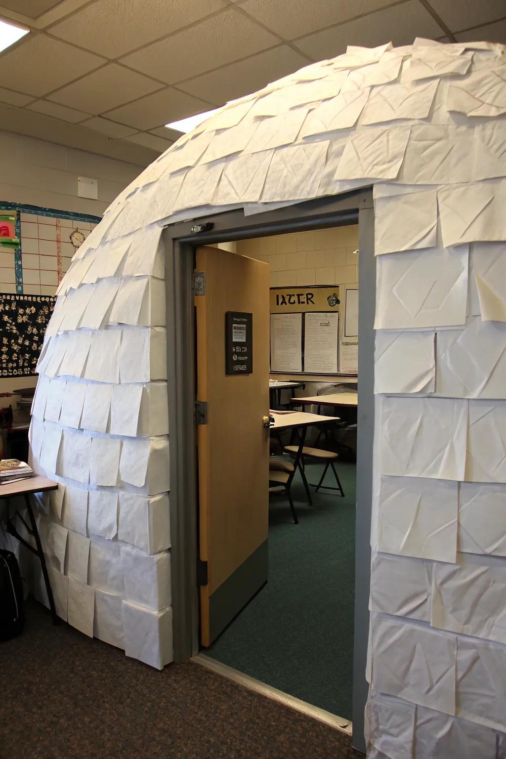 Venture into a comfortable igloo-themed classroom.