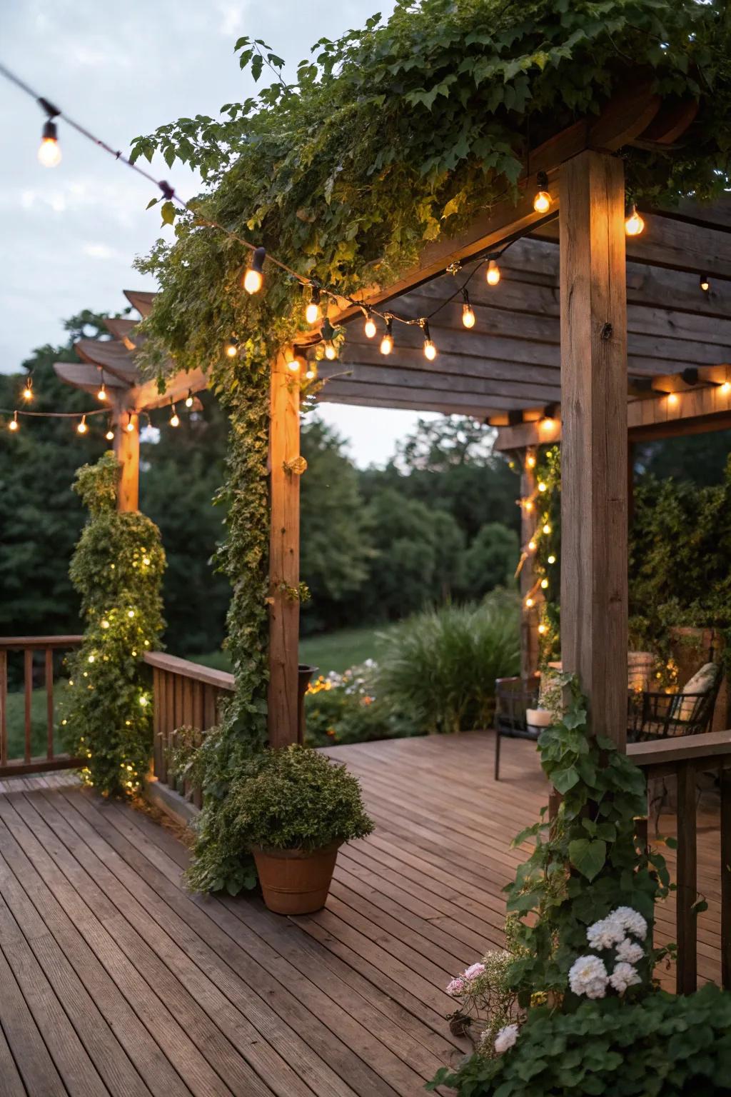 A pergola adds both elegance and comfort to your wooden deck.