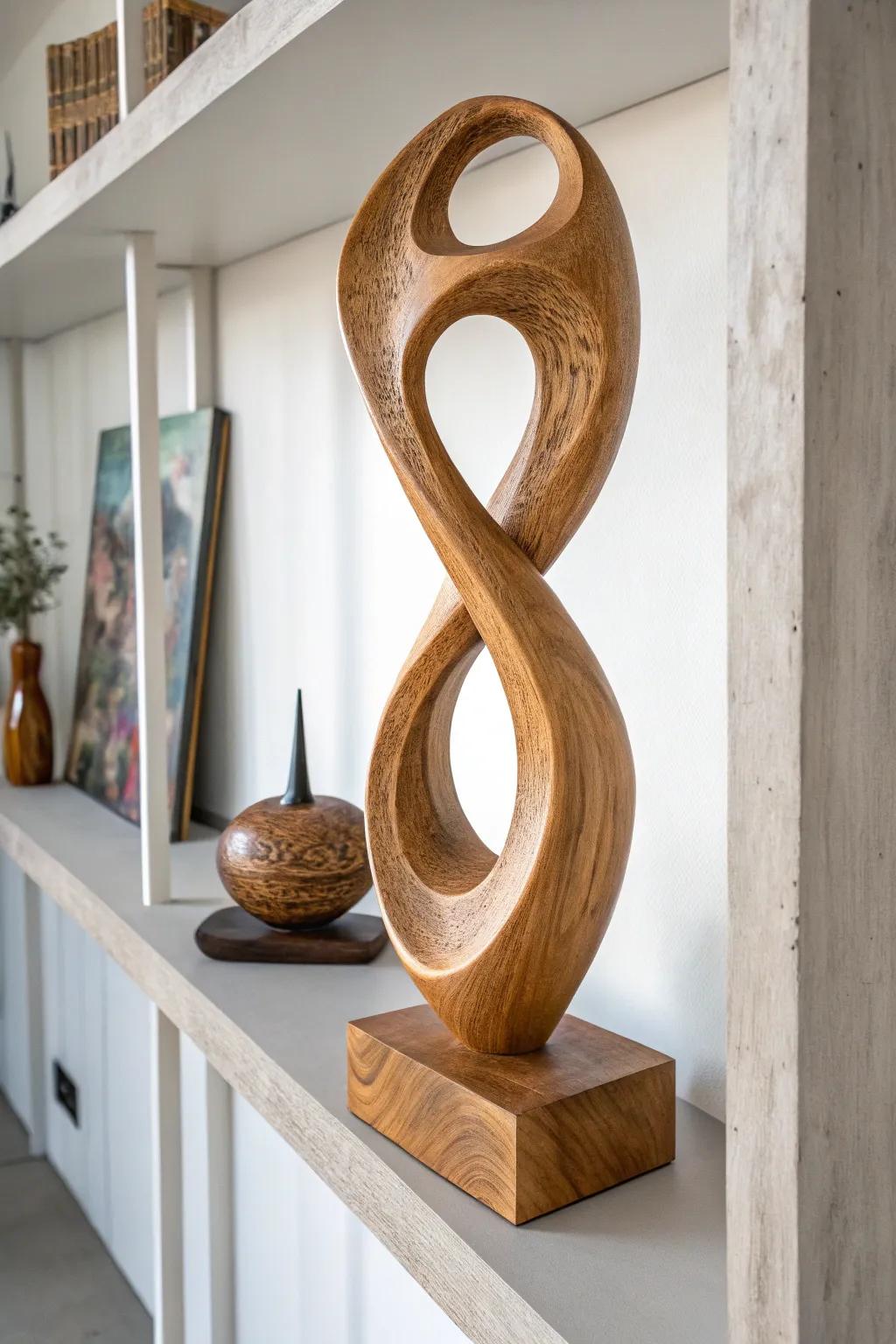 Spruce up your space with a contemporary non-figurative timber work of art.