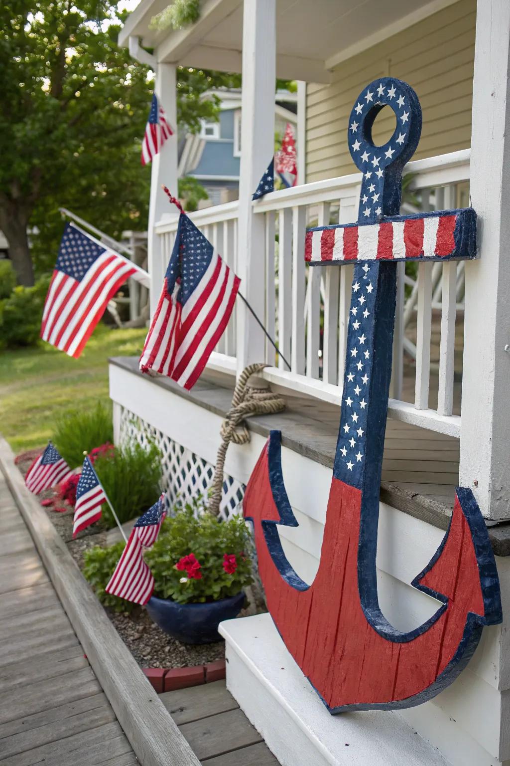 Stars and Stripes buoy in scarlet, alabaster, and deep-sea blue