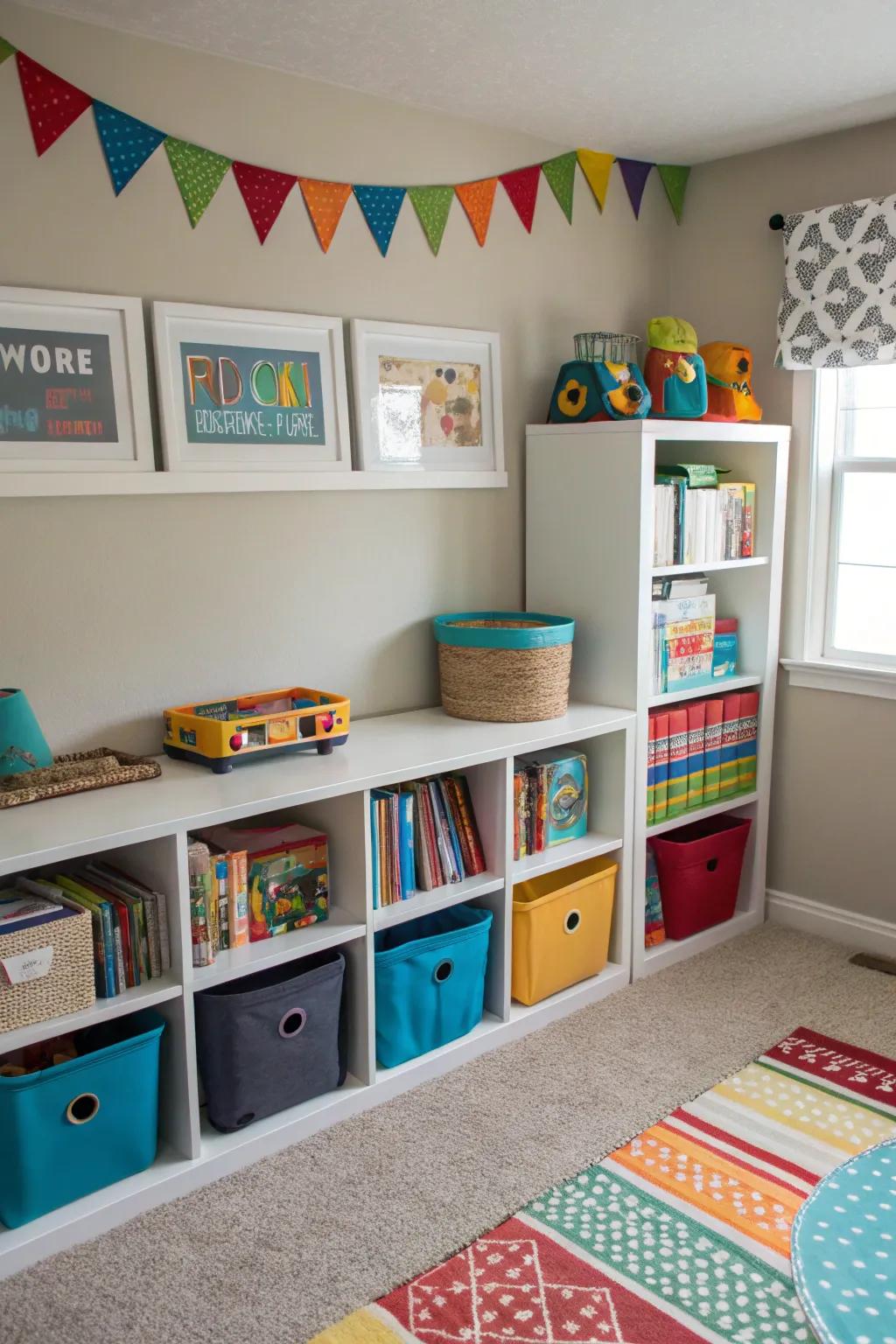 Inventive arranging solutions keep a boy's space clutter-free and arranged.