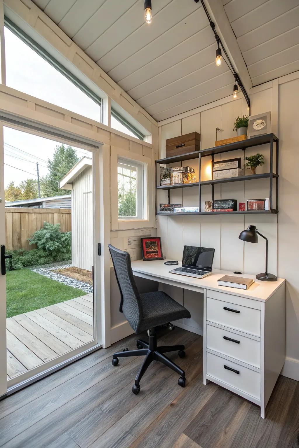 Elevate your productivity with a home office in your shed.