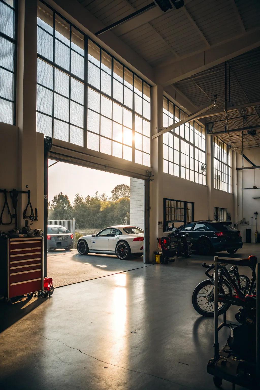Outdoor lighting can turn your garage into a warm and welcoming space.