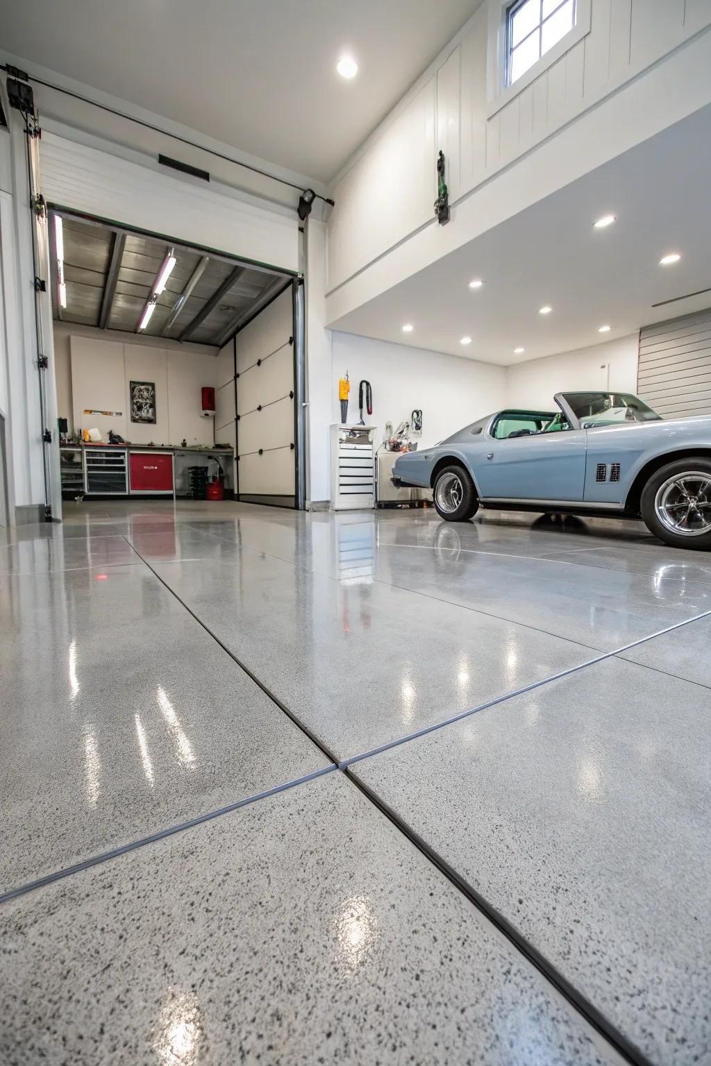 Epoxy flooring is strong and gives your garage a polished appearance.