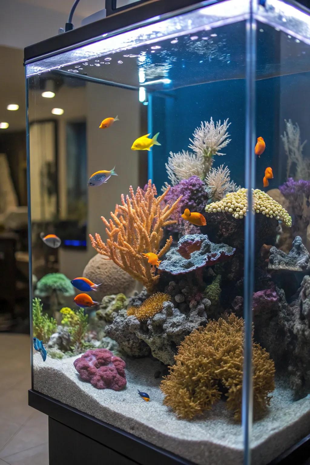 Artificial reefs bring a splash of color and vibrancy to your tank.