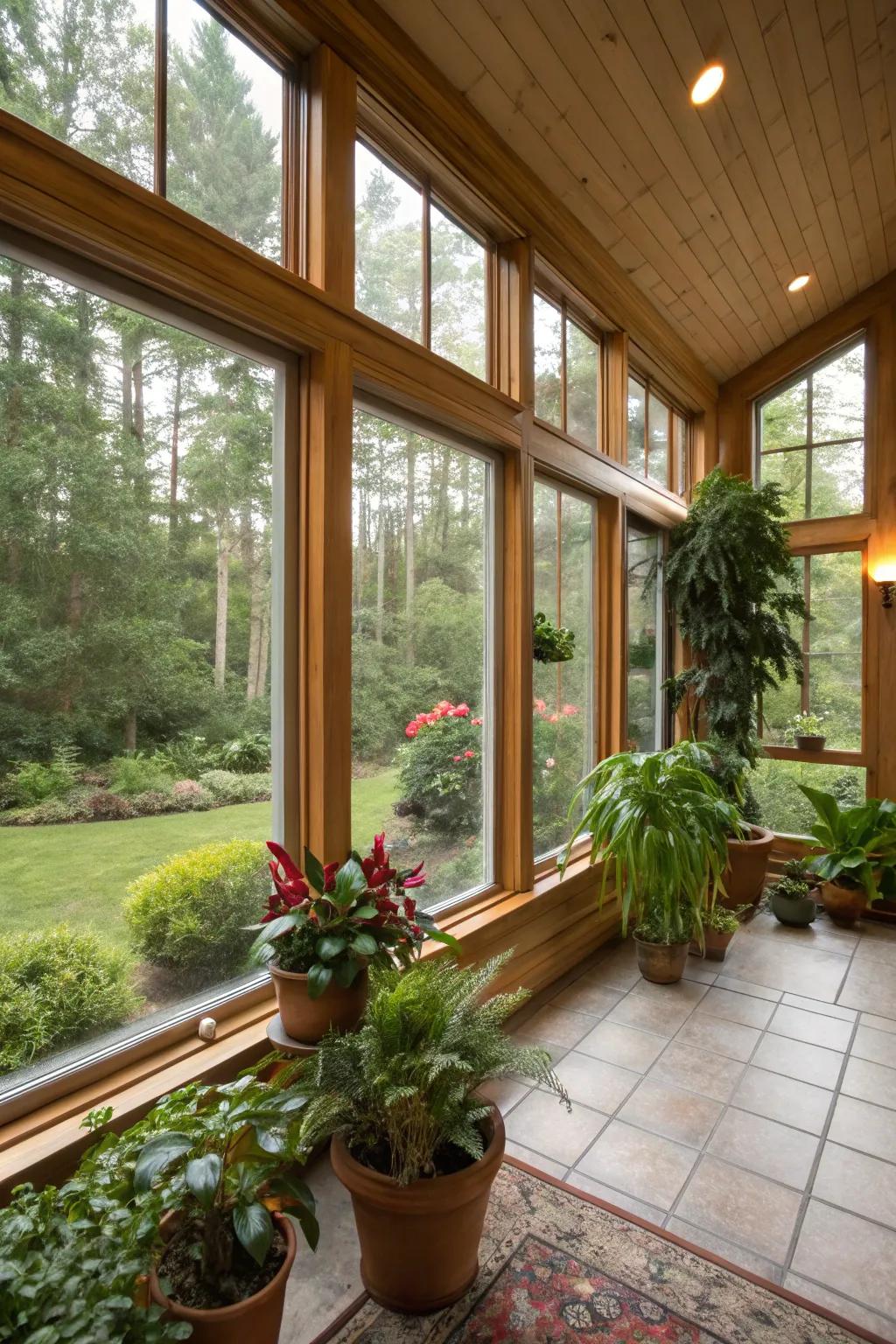 Nature effortlessly incorporated into a four season room.