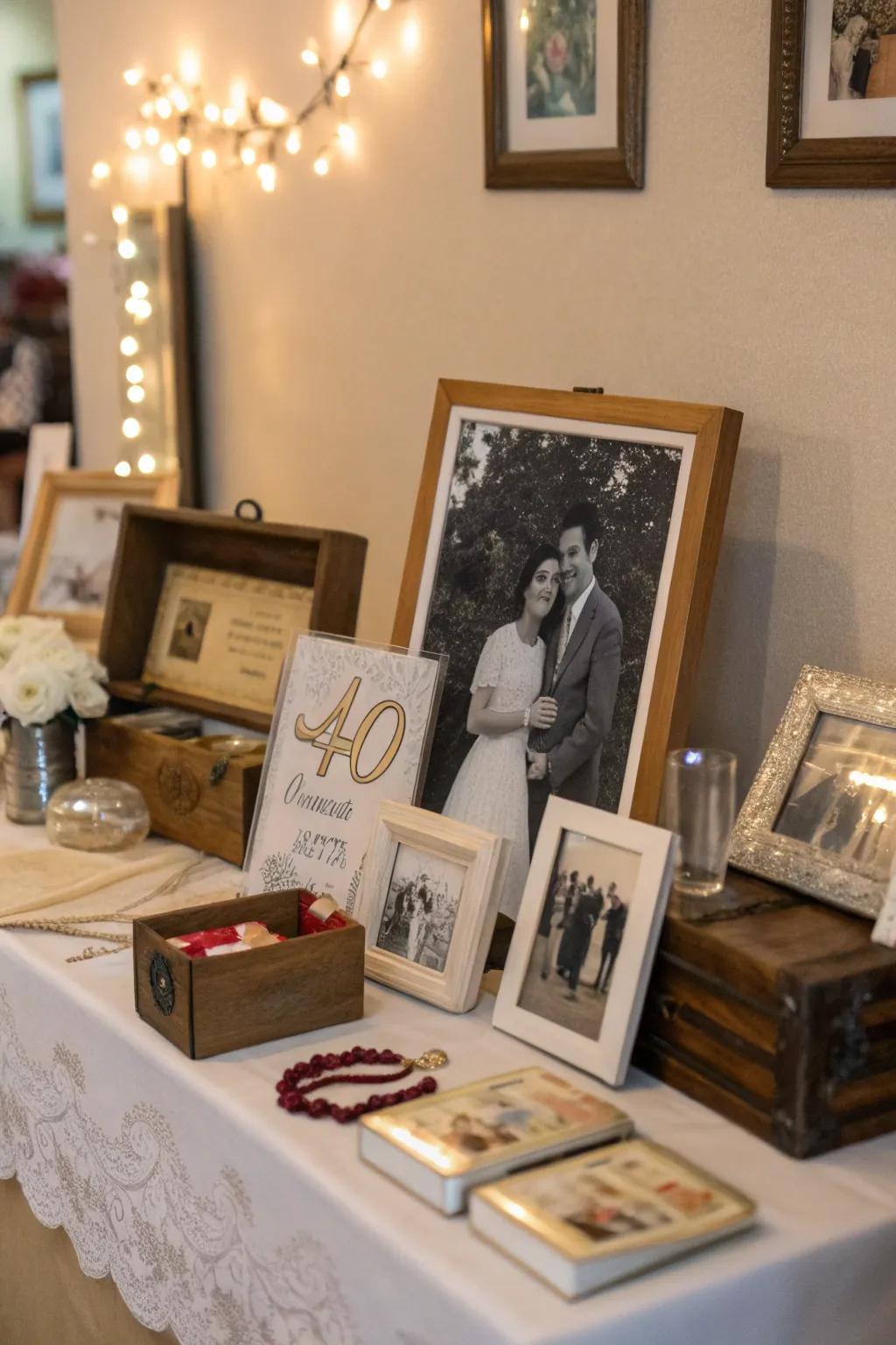 A table of memories filled with treasured keepsakes.