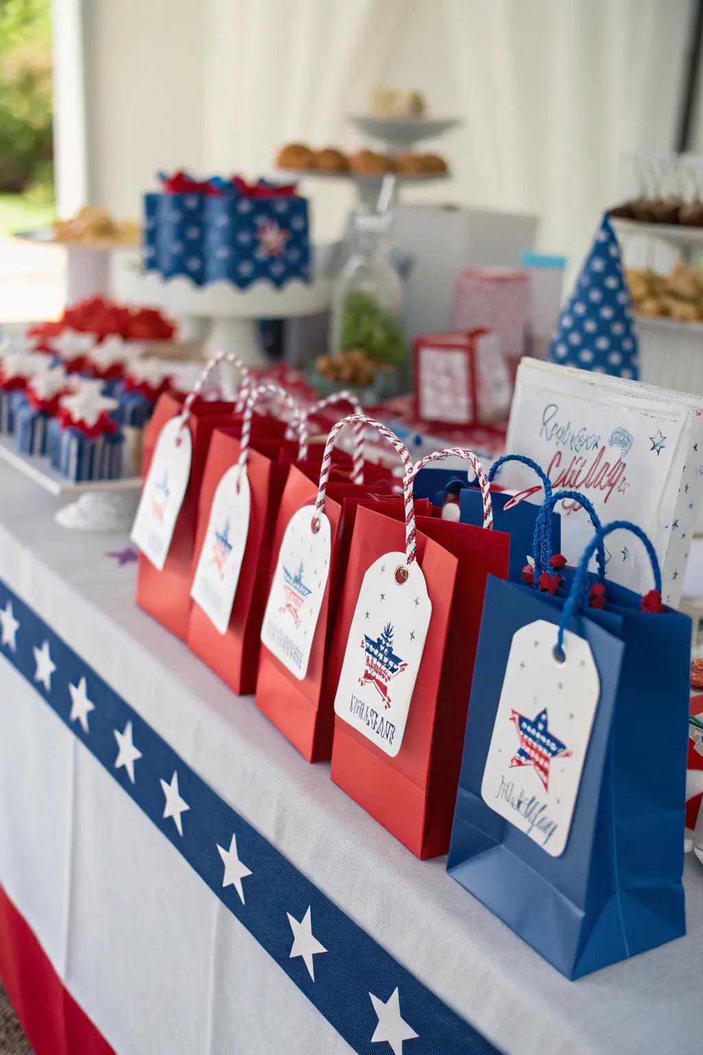 Unique favor sacks featuring personal touches