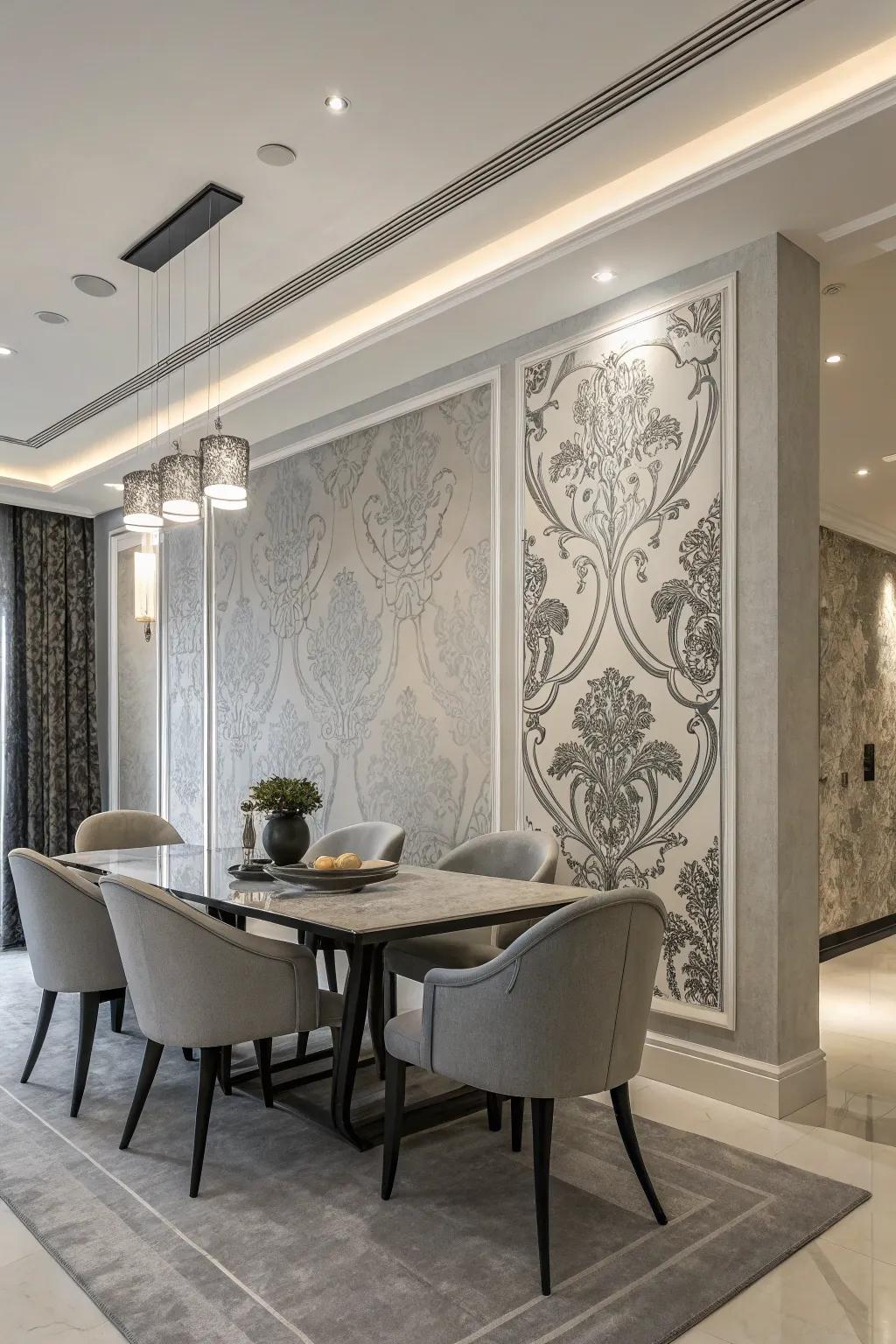 Achieve understated sophistication with monochrome murals.