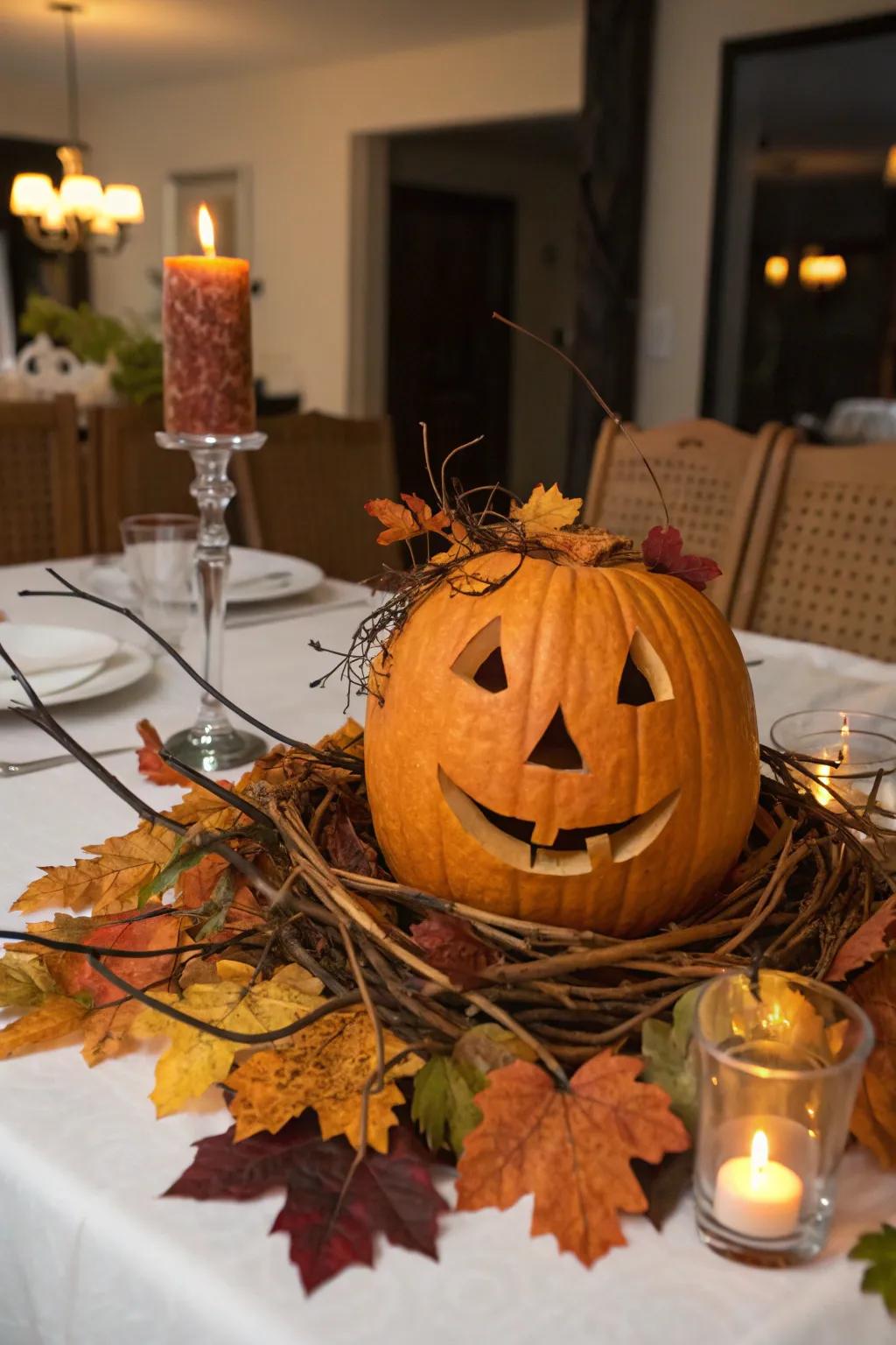 Frame your decorative gourds with the natural world's own ornamentation.