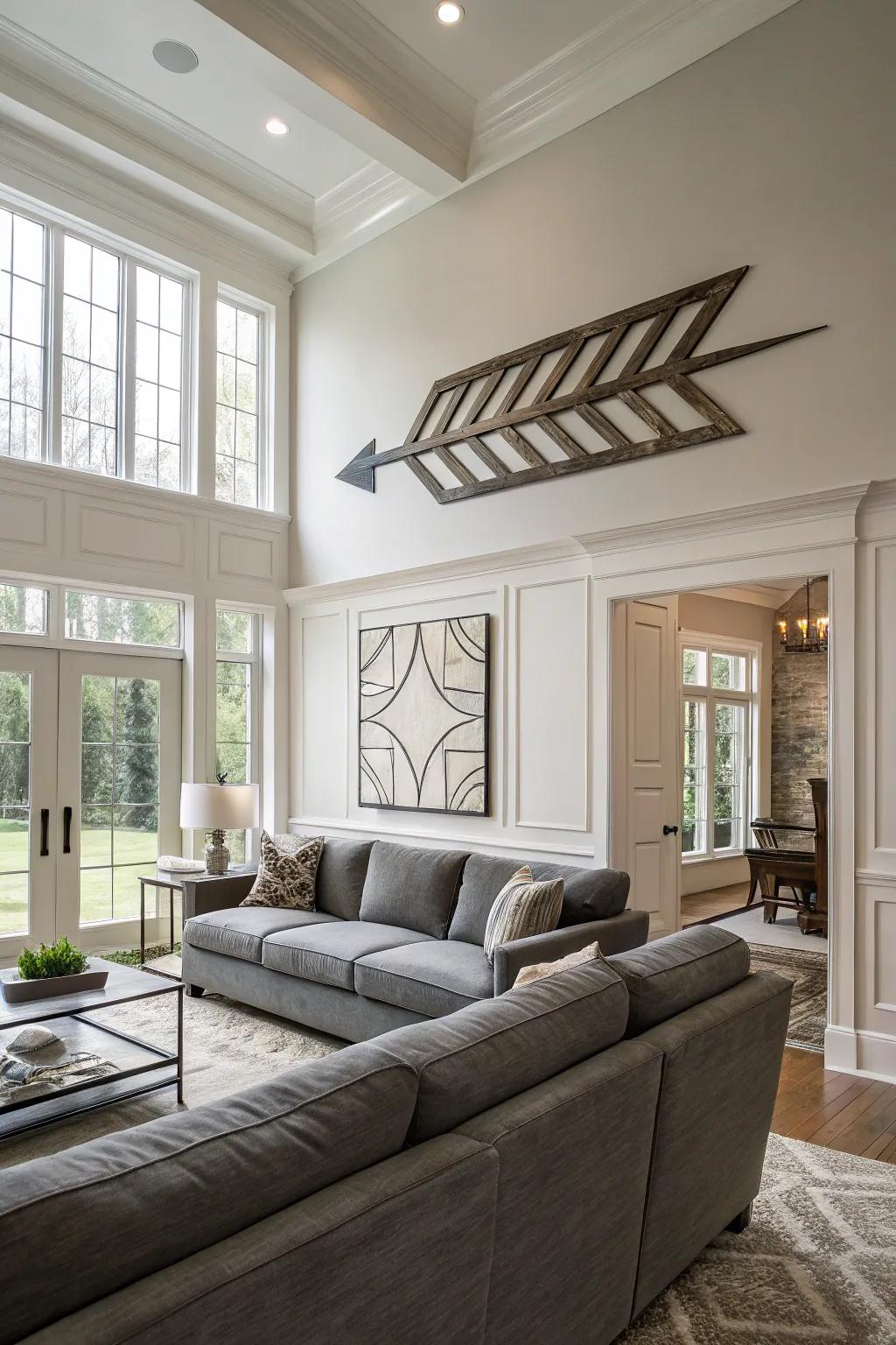 Directional decor to improve spatial flow