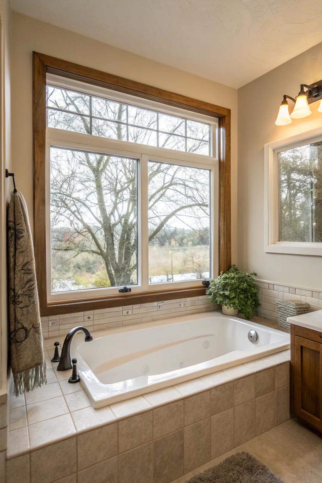 Let sun's rays up your alcove bathtub area.