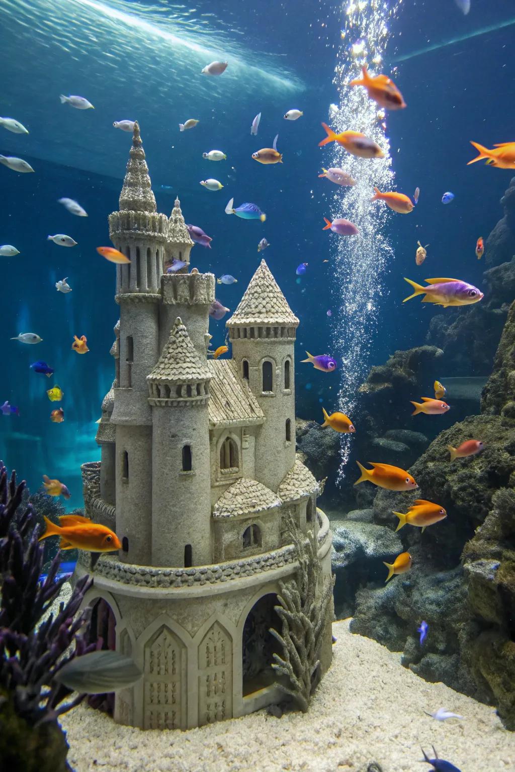 An enchanted castle transforms your tank into a storybook scene.