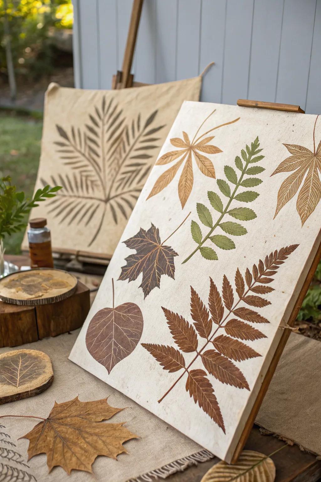 Introduce the allure of nature indoors through art backdrops featuring leaf patterns. <strong><em>Bring the outside in!</em></strong>” loading=”lazy” class=”pimg”>
	</picture><figcaption>Introduce the allure of nature indoors through art backdrops featuring leaf patterns. <strong><em>Bring the outside in!</em></strong></figcaption></figure>
<p>Amass leaves or ferns from your garden and utilize them as stencils. Mist or daub paint over them to originate exquisite, nature-inspired motifs that invite the outdoors inside. <strong><em>Nature’s touch!</em></strong></p>
<h3>May just do the trick:</h3>
<ul class=