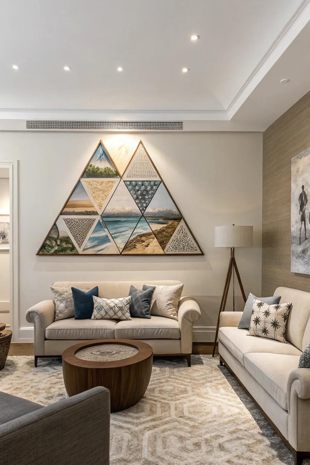 A modern piece using a triangular shape to promote stability.