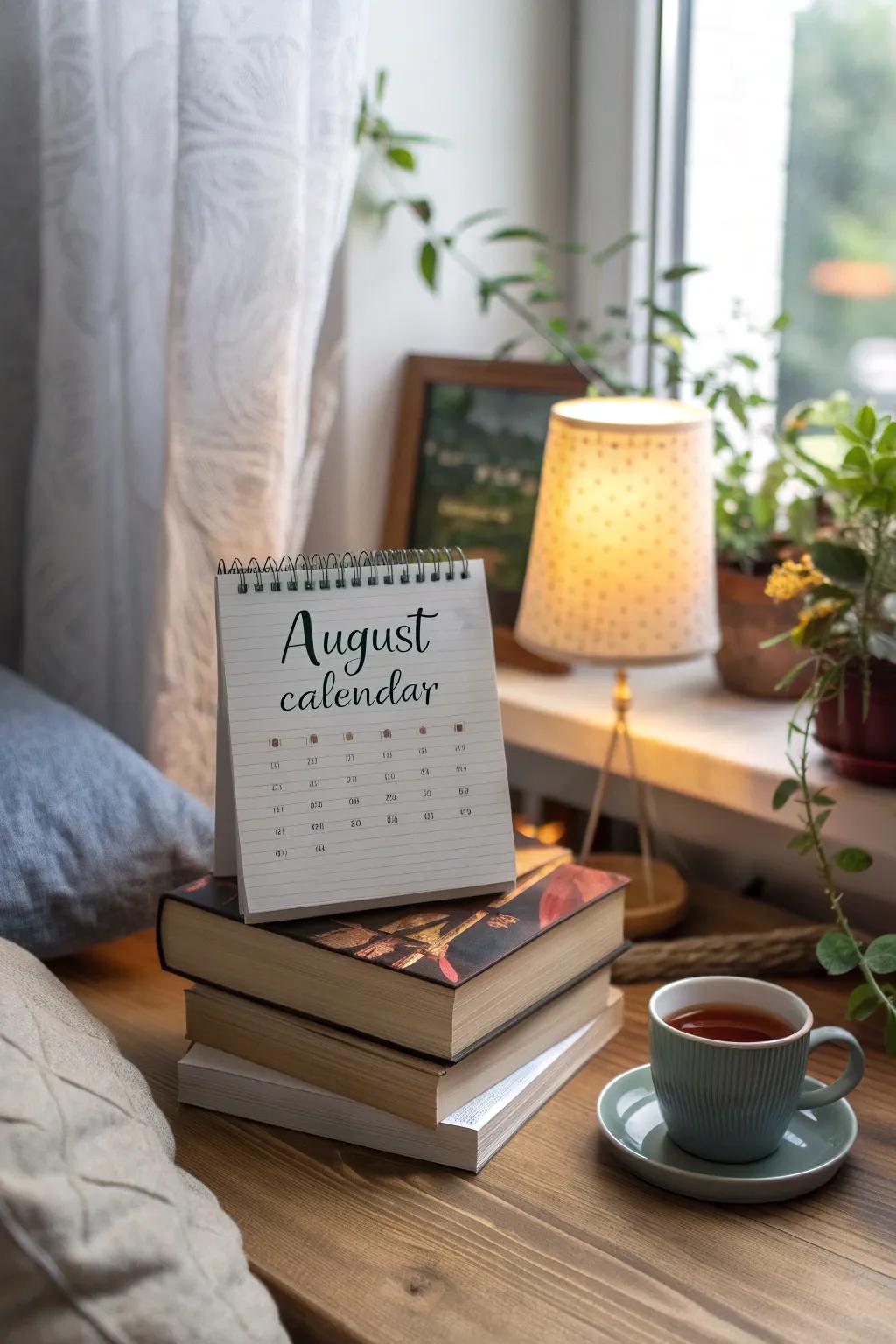 Uplift your mood with motivational quotes featured on your calendar.