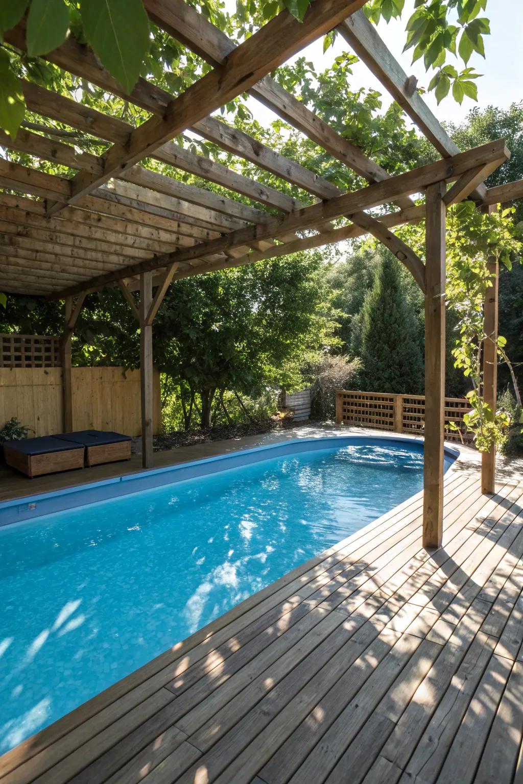 A pergola introduces allure and relaxation to your poolside moments.