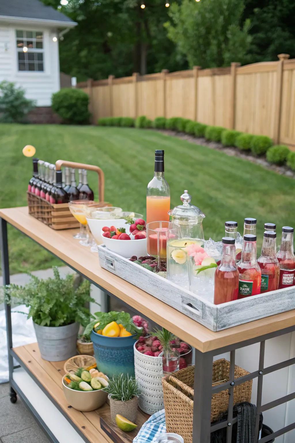 A personalized drink station introduces an interactive twist to your engagement celebration.