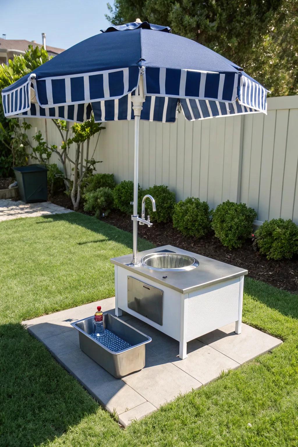 Elevate your backyard with a stylish shaded wash area&mdash;where comfort meets craftsmanship!