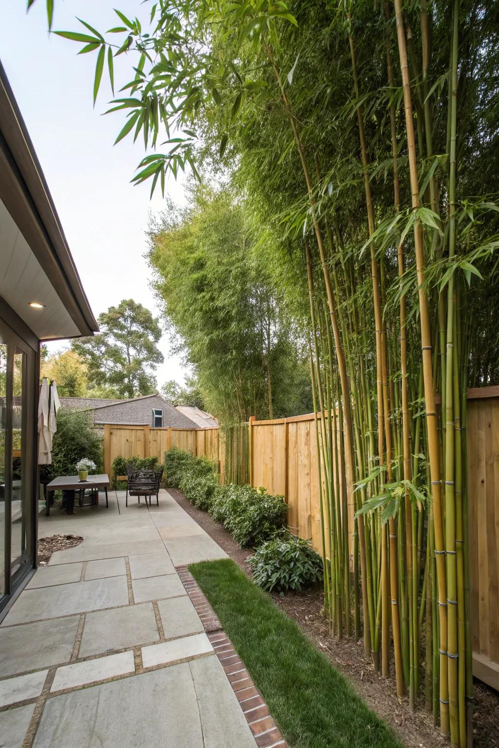 Tall reed plants establish a fast-developing privacy screen.